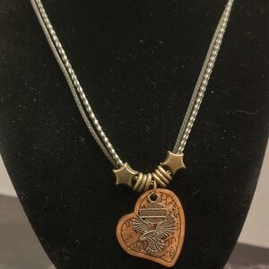 Heart Pendant Necklace with Star Accents